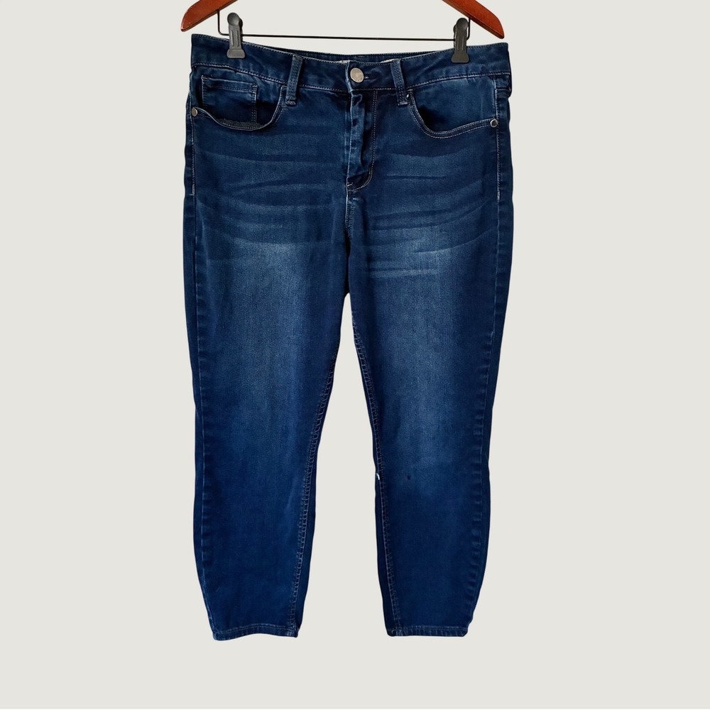 Seven7 Womens Dark Wash Skinny Jeans Size 12 Embroidered Studded Pockets Denim